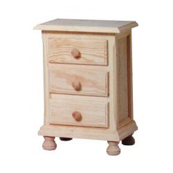 Bedside table 3 drawers narrow