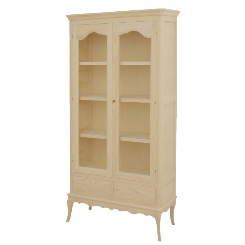 VITRINA MARSELLA 2 P. CRIST. 2 CAJ. (98 CM.)-SALÓN-Muebles Rústicos Lara