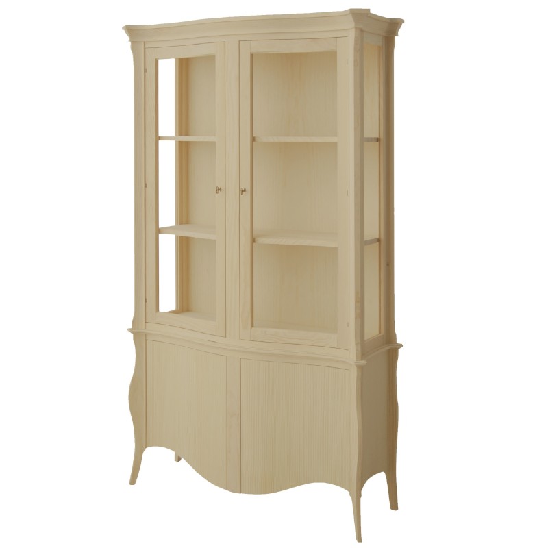 VITRINA BERNINI 2 P. CRIST. 2 P. MAD. (131 CM.)-SALÓN-Muebles Rústicos Lara