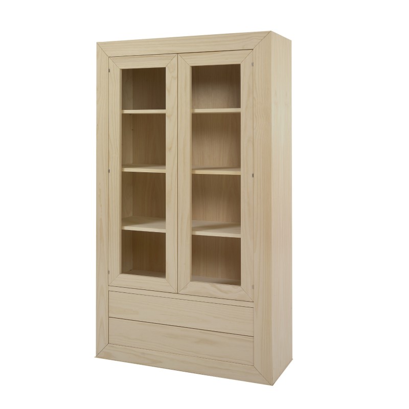 VITRINA BURDEOS 2 P. CRIST. 2 CAJ. (104 CM.)-SALÓN-Muebles Rústicos Lara