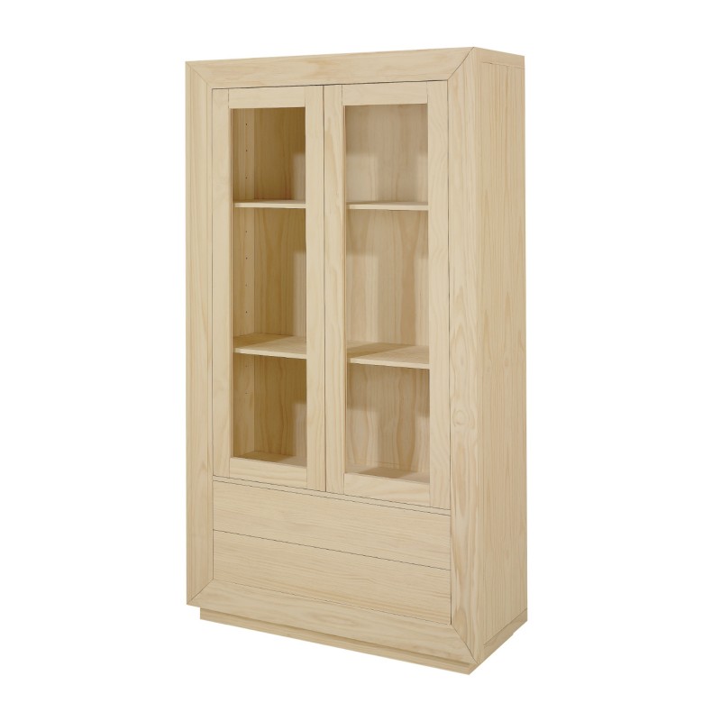 VITRINA GENOVA 2 P. CRIST. 2 CAJ. (110 CM.)-SALÓN-Muebles Rústicos Lara