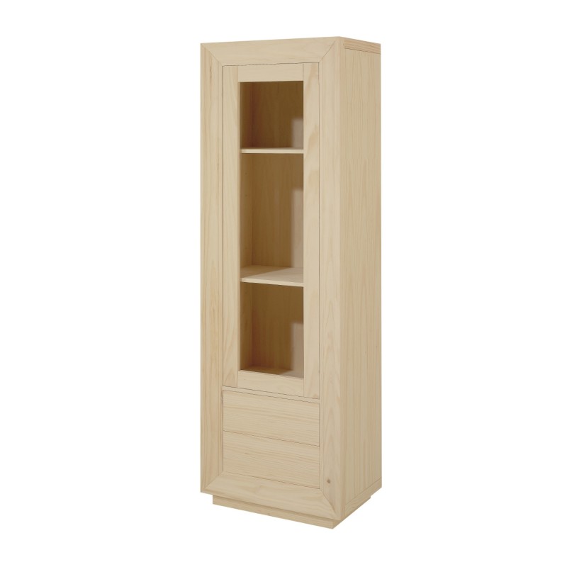 VITRINA GENOVA 1 P. DER. 2 CAJ. (65 CM.) ALTA-SALÓN-Muebles Rústicos Lara