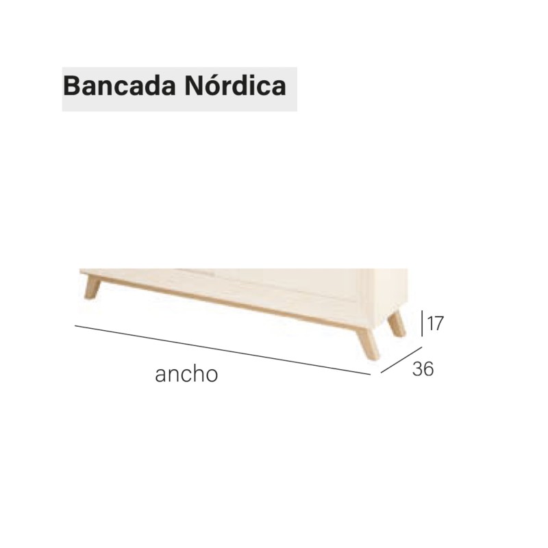 BANCADA NORDICA PARA MUEBLE 60 CM. (59X36 CM.)-SALÓN-Muebles Rústicos Lara