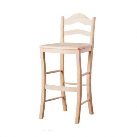 High stool with backrest seat wood