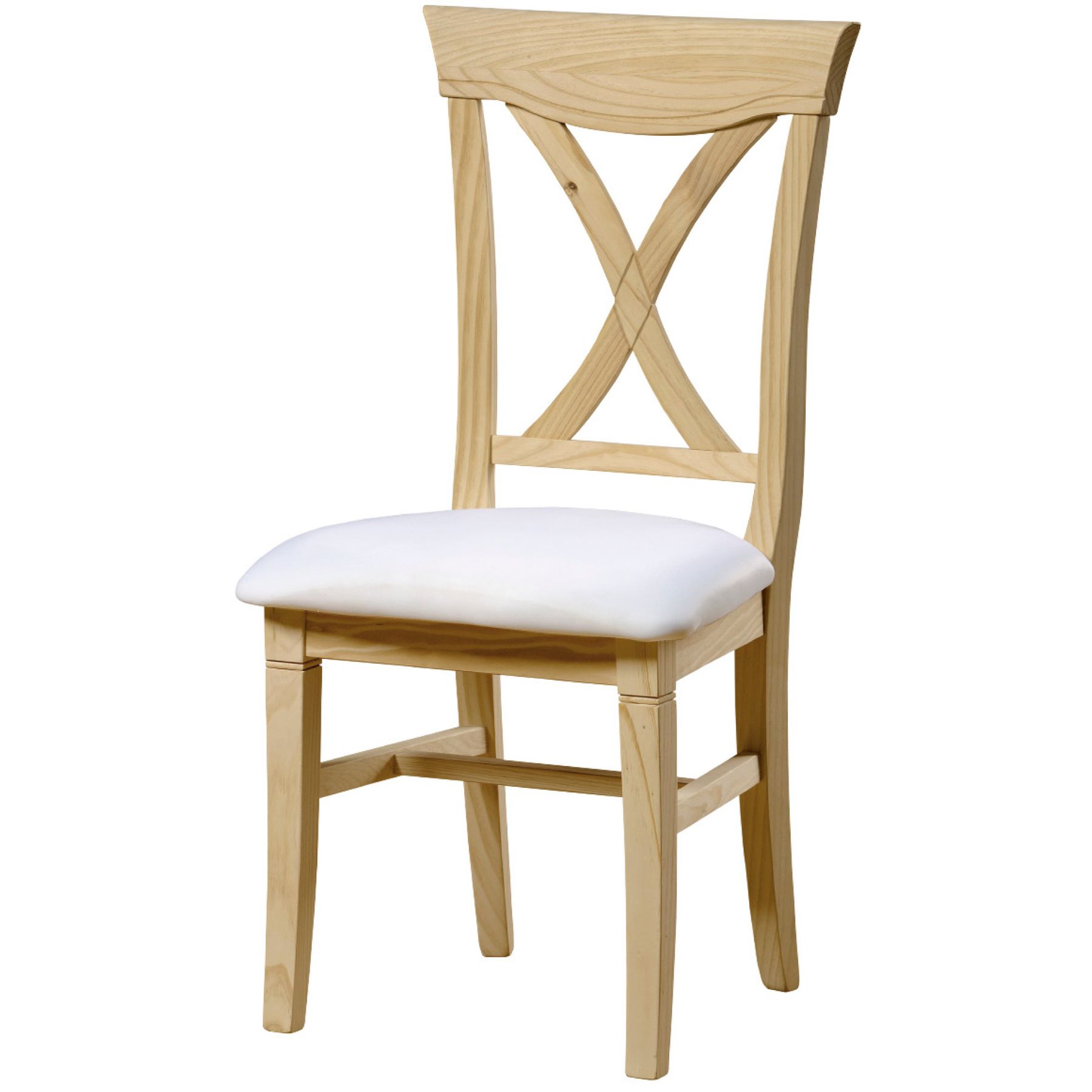 SILLA CRUZ PINO ASIENTO PRETAPIZADO
